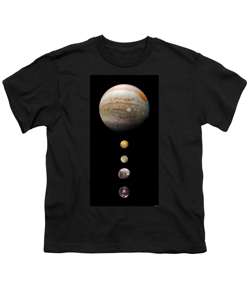 Jupiter And Galilean Moons Youth T-Shirt featuring the photograph Jupiter and Galilean Moons by Weston Westmoreland