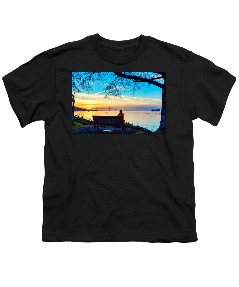 Bridge Youth T-Shirt featuring the photograph Astoria Bridge Oregon at sunset by Tatiana Travelways