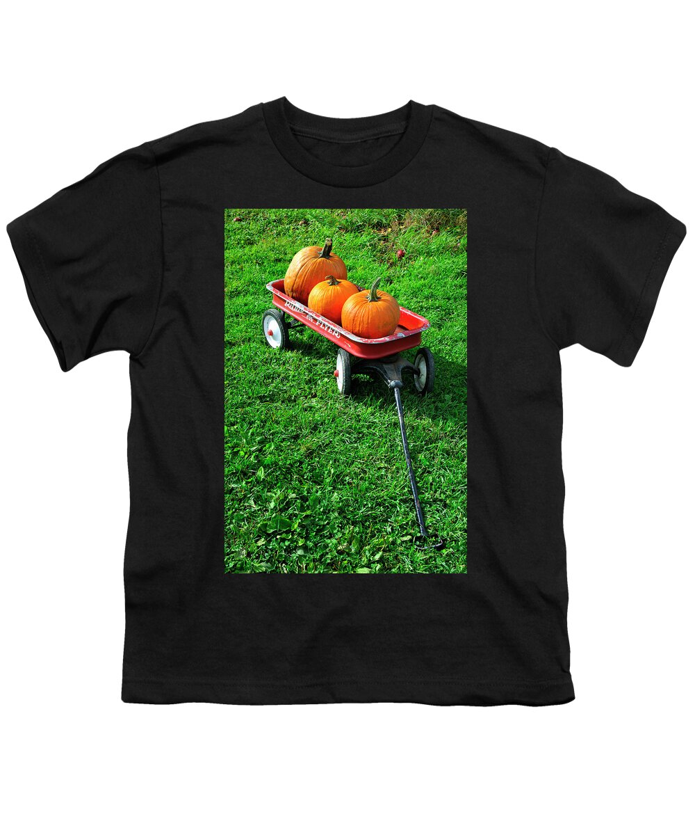 Little Red Wagon Youth T-Shirt featuring the photograph Autumn Wagon by Luke Moore