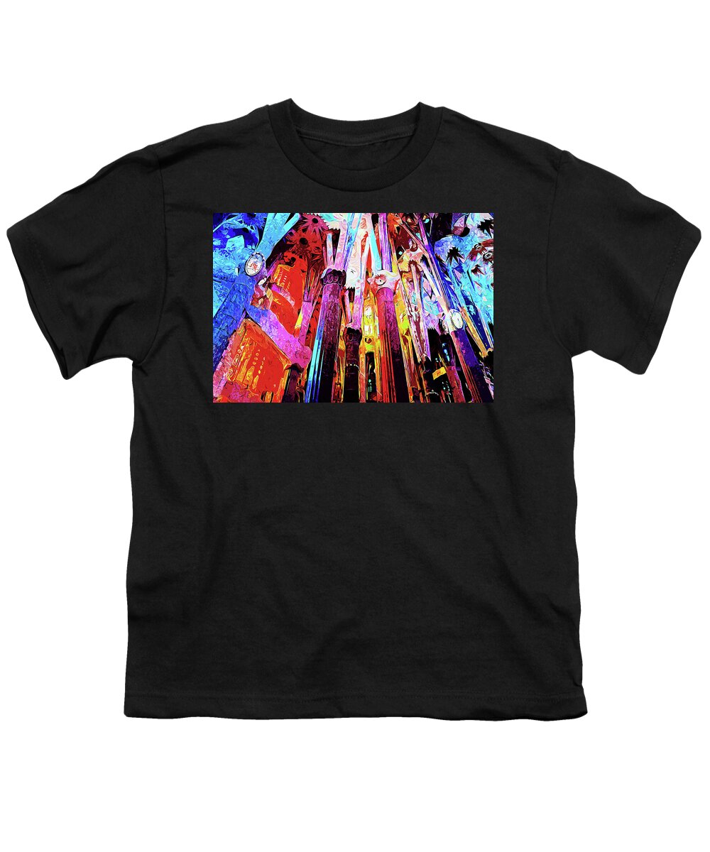 Sagrada Familia Youth T-Shirt featuring the painting Barcelona, Sagrada Familia - 39 by AM FineArtPrints