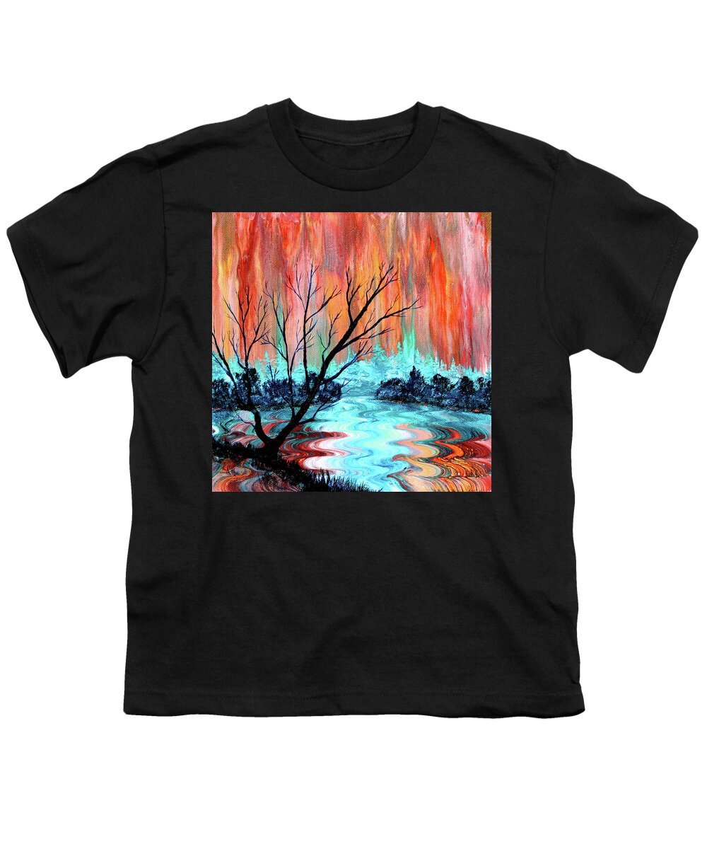 Marys River Youth T-Shirt featuring the painting Bare Tree by Mary's River by Laura Iverson