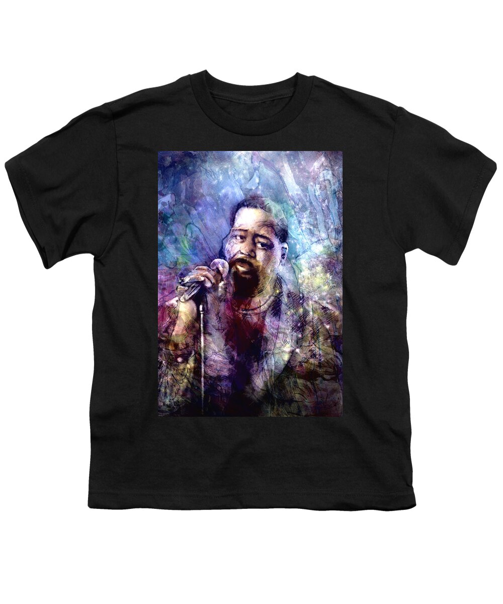 Music Youth T-Shirt featuring the painting Barry White Collage by Miki De Goodaboom