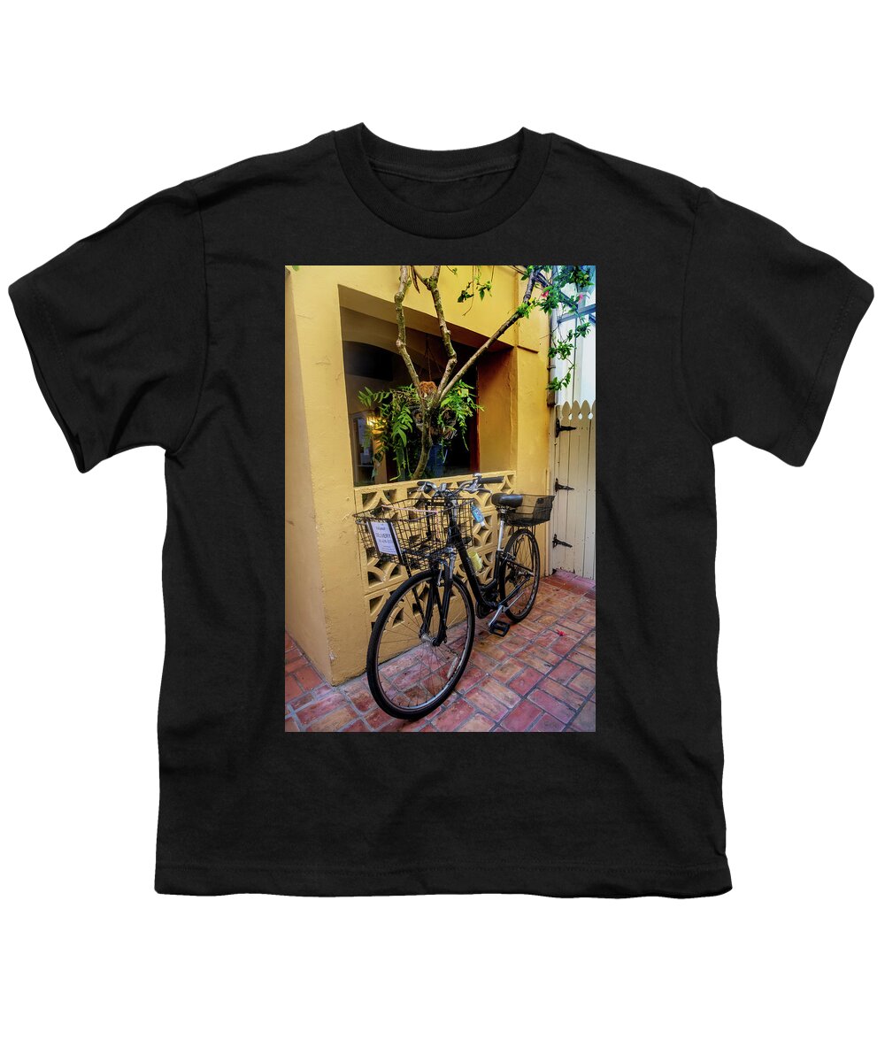 Bicycle Youth T-Shirt featuring the photograph Bicycle in the Courtyard by Debra and Dave Vanderlaan