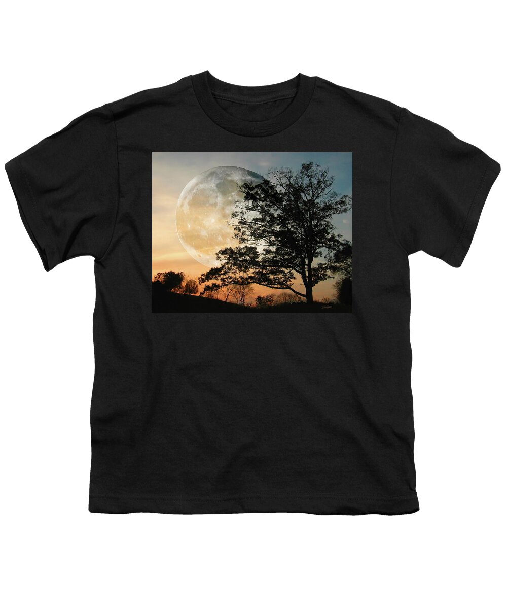 Moon Youth T-Shirt featuring the photograph Big Moon in Sunset by Shara Abel