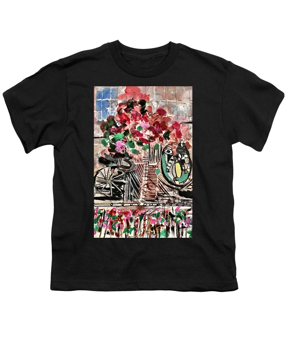  Youth T-Shirt featuring the painting Bike Parking by Tommy McDonell