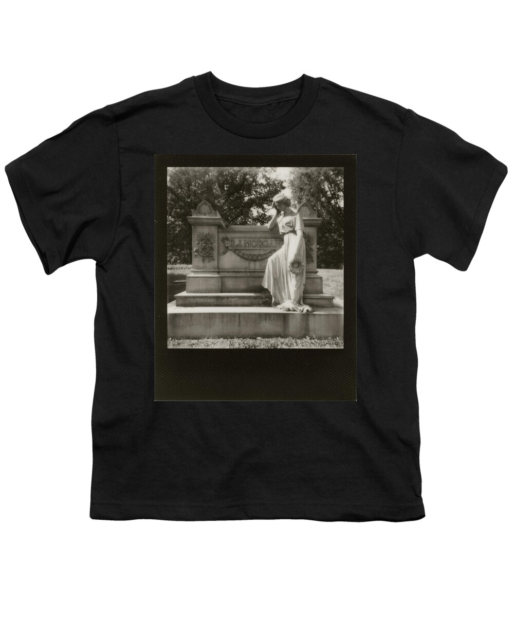 Spring Grove Cemetery Youth T-Shirt featuring the photograph Black and White Polaroid 600 Spring Grove Cemetery Cincinnati Ohio by Dave Morgan