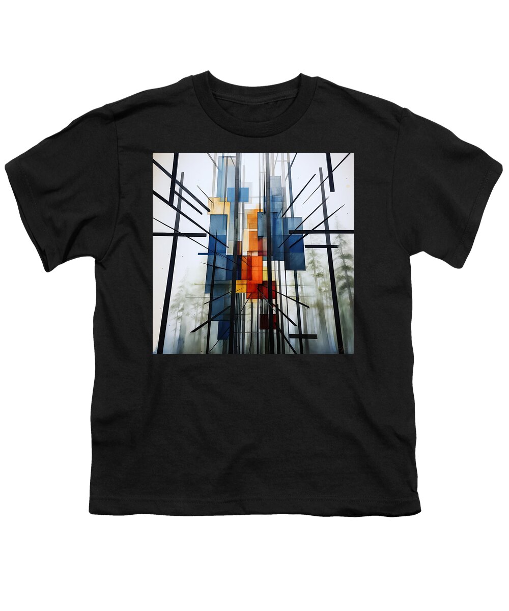 Orange Abstract Art Youth T-Shirt featuring the painting Blue and Orange Tranquil - Blue and Orange Art by Lourry Legarde