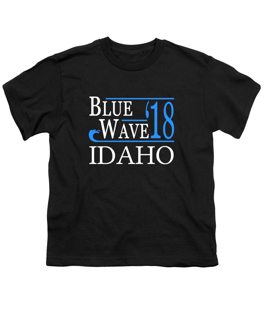 Election Youth T-Shirt featuring the digital art Blue Wave IDAHO Vote Democrat by Flippin Sweet Gear