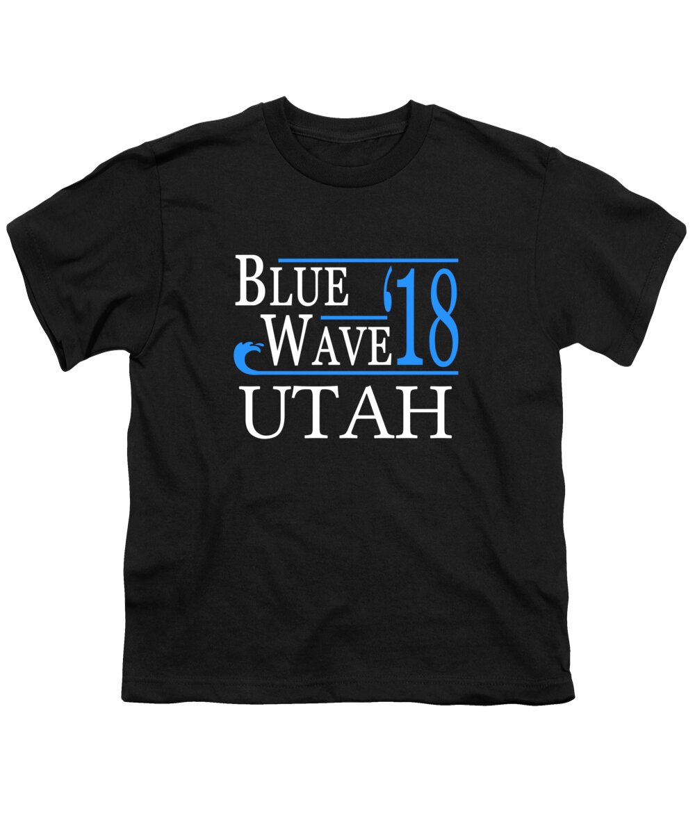 Election Youth T-Shirt featuring the digital art Blue Wave UTAH Vote Democrat by Flippin Sweet Gear
