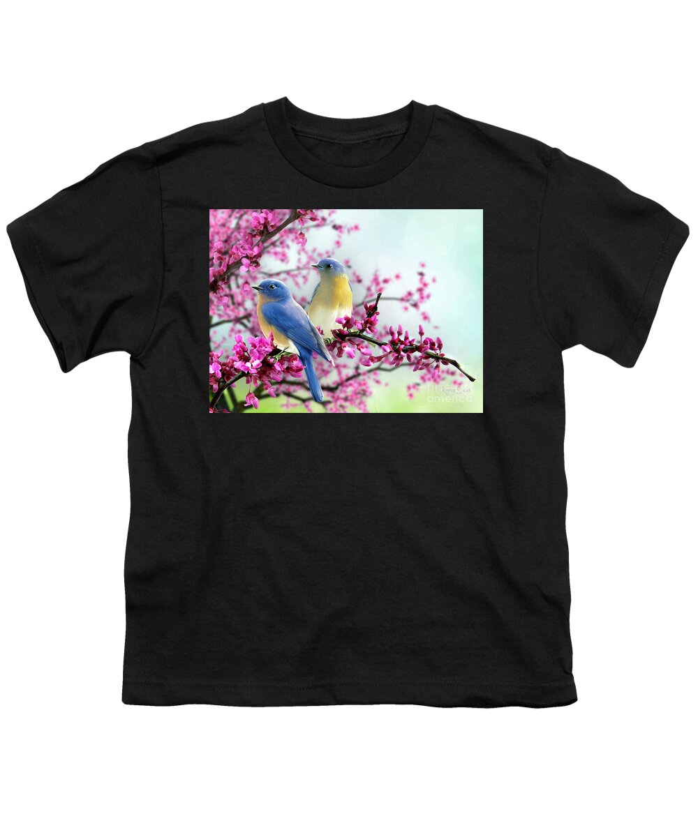 Bluebirds Youth T-Shirt featuring the digital art Bluebirds by Morag Bates