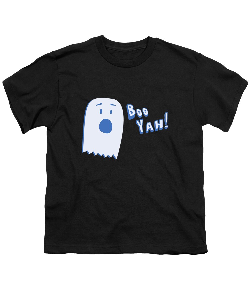 Cool Youth T-Shirt featuring the digital art Booyah Funny Halloween Ghost by Flippin Sweet Gear