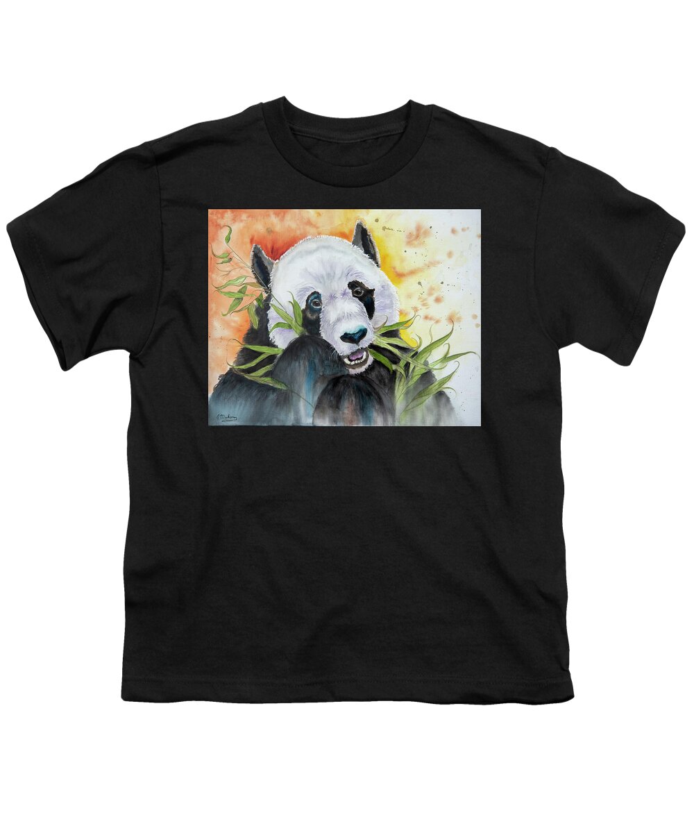 Panda Youth T-Shirt featuring the painting Breakfast by Jeanette Mahoney