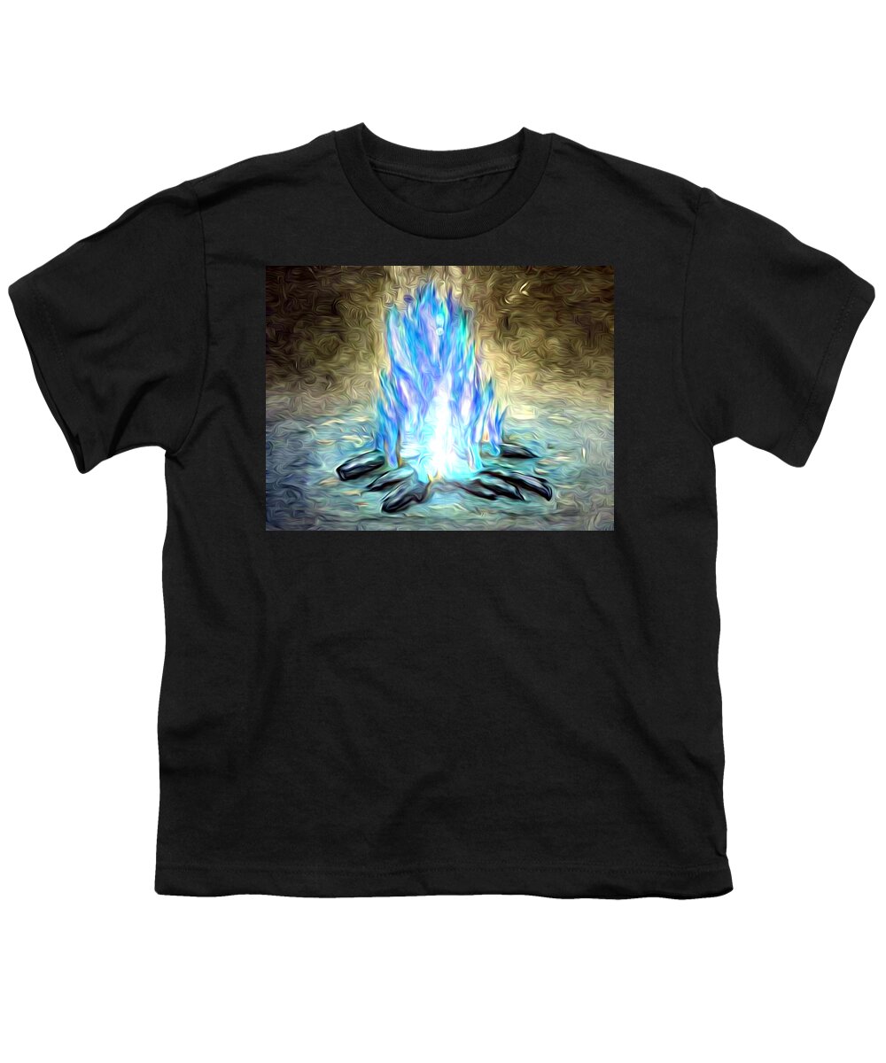 The Entranceway Youth T-Shirt featuring the digital art Campfire Blues by Ronald Mills