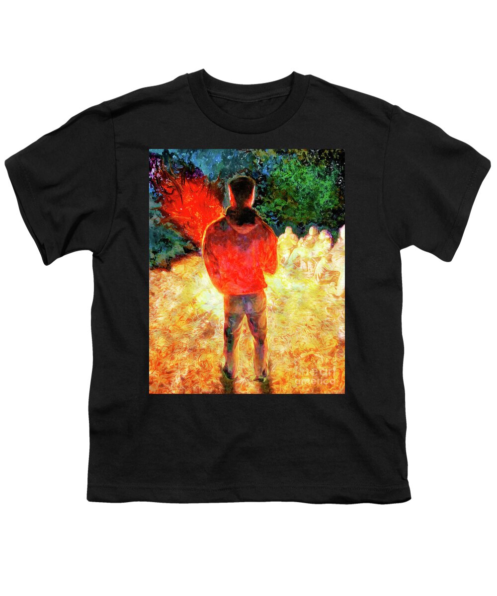 Denise Youth T-Shirt featuring the painting Campfire by Denise Deiloh