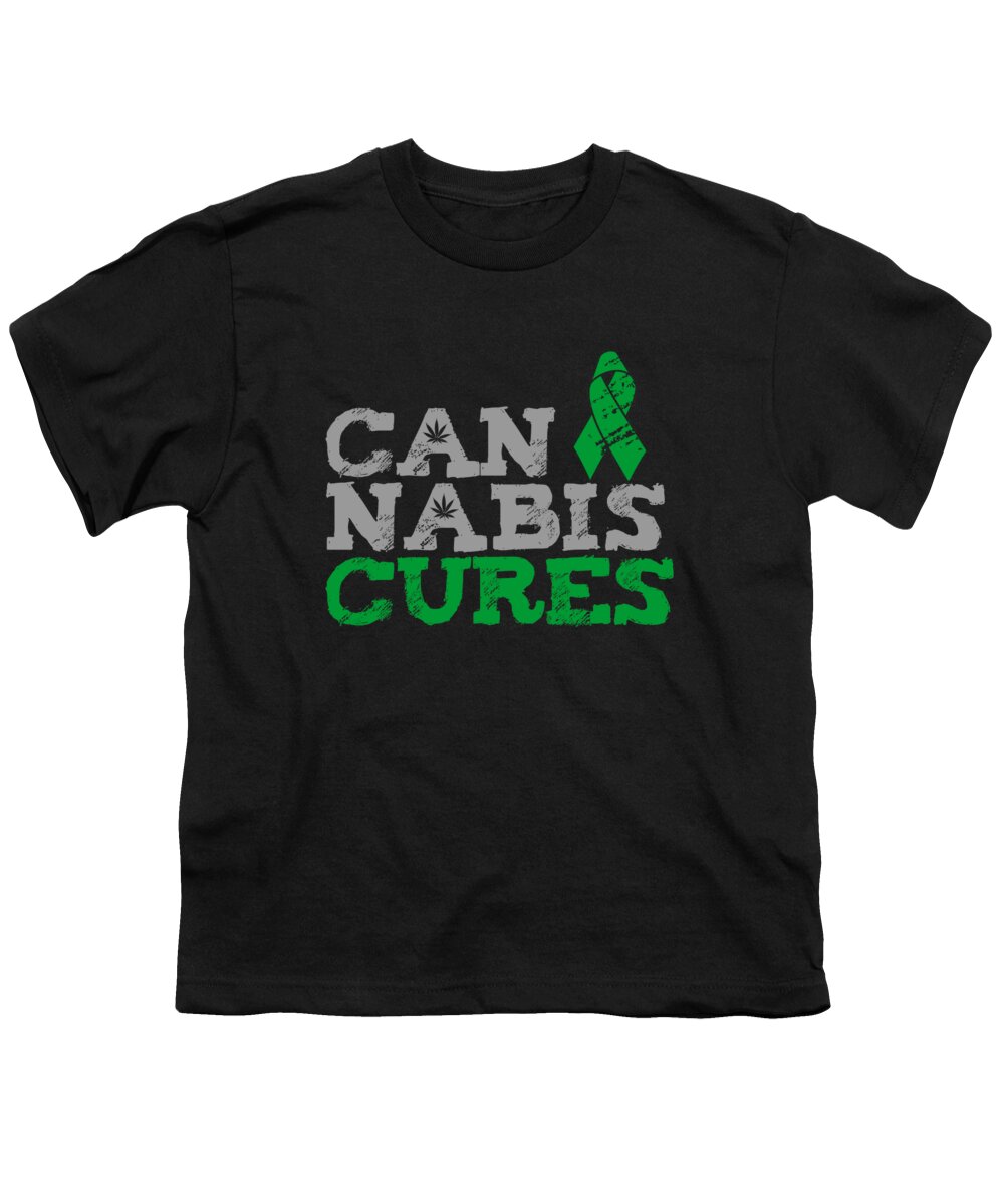 Funny Youth T-Shirt featuring the digital art Cannabis Cures THC 420 CBD by Flippin Sweet Gear