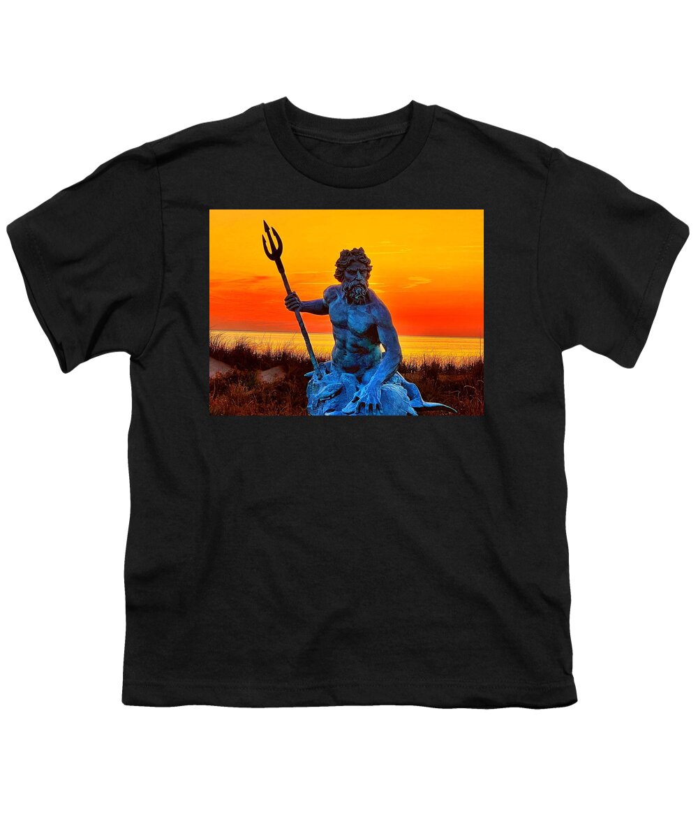  Youth T-Shirt featuring the photograph Cape Charles Neptune at Sunset by Stephen Dorton