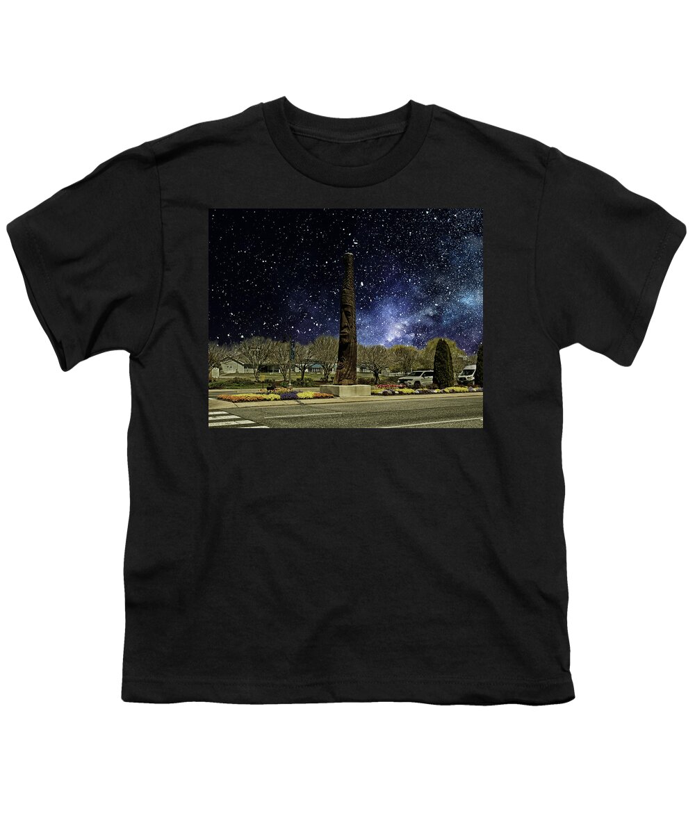 Totem Youth T-Shirt featuring the photograph Chief Little Owl Under the Stars by Bill Swartwout