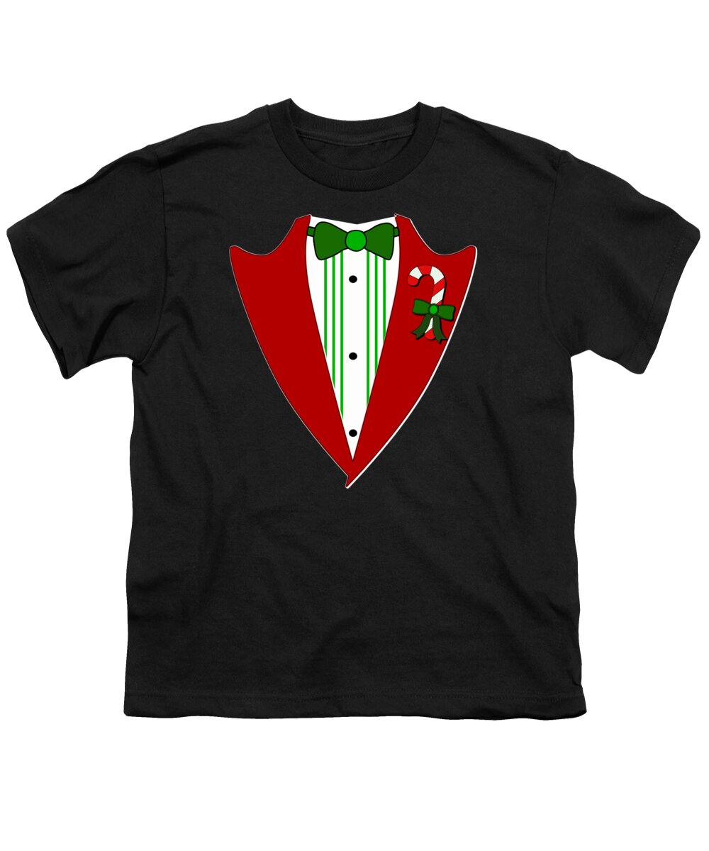 Christmas 2023 Youth T-Shirt featuring the digital art Christmas Party Tuxedo by Flippin Sweet Gear