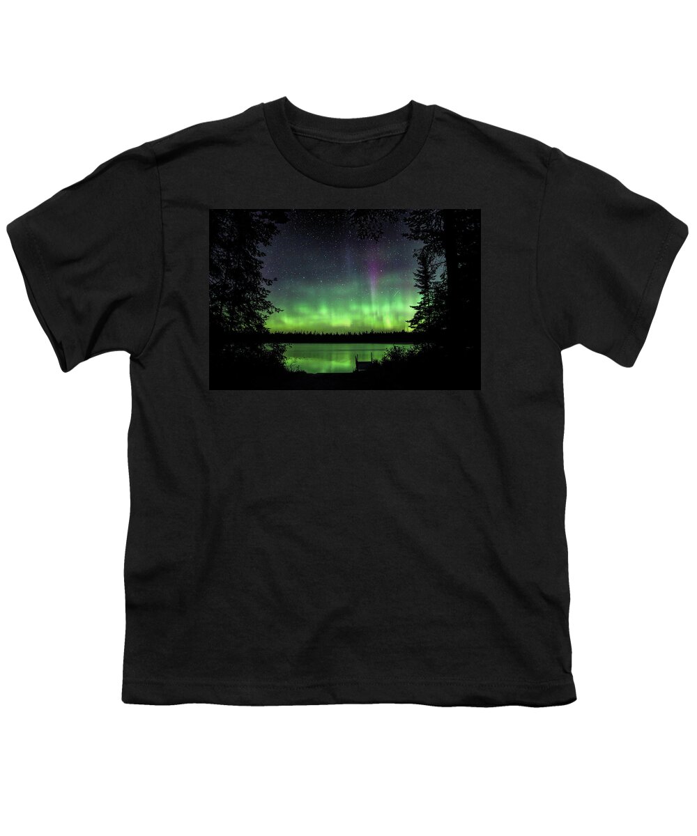 Aurora Borealis Youth T-Shirt featuring the photograph Circle Of Northern Lights by Dale Kauzlaric
