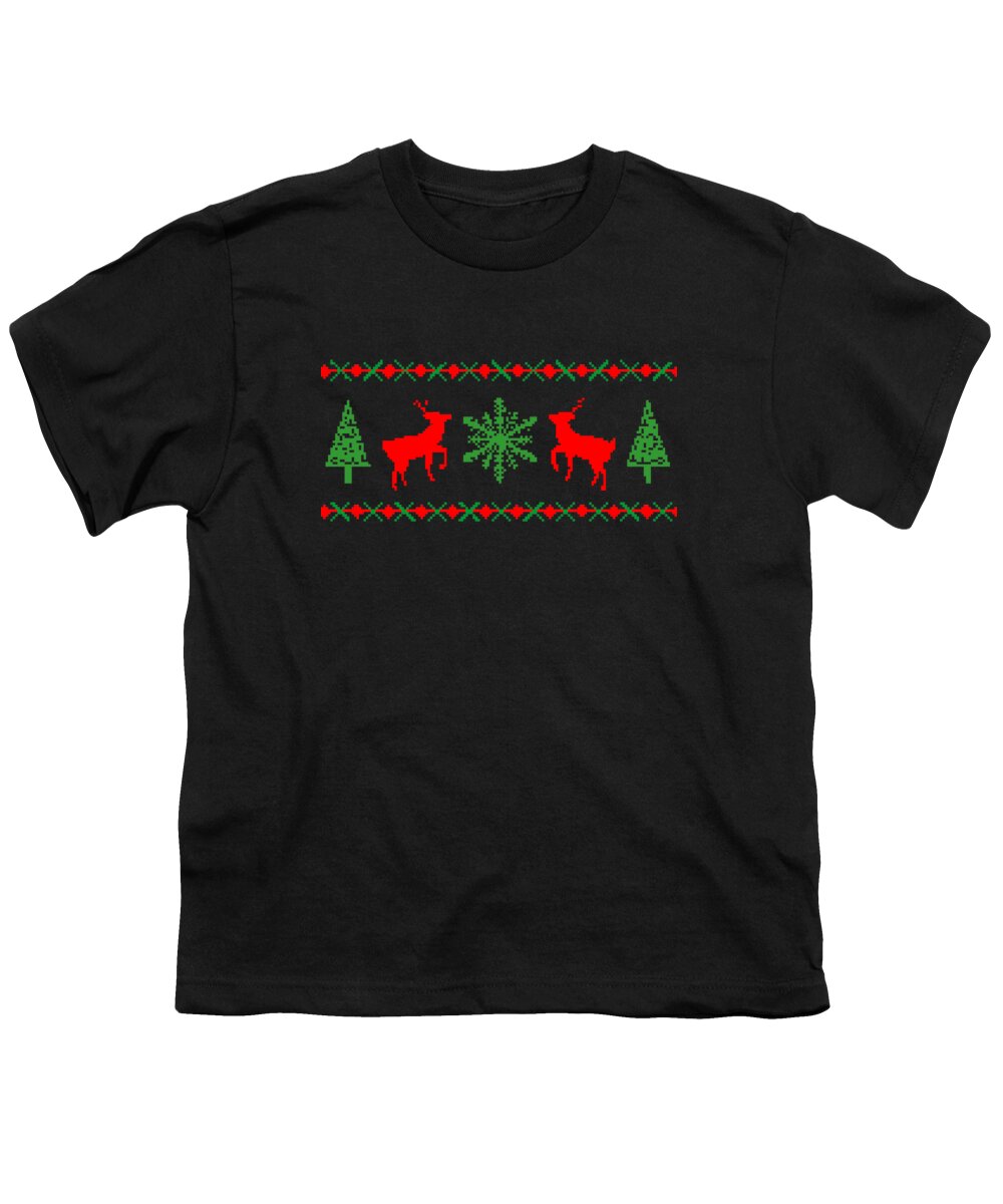 Christmas 2023 Youth T-Shirt featuring the digital art Classic Ugly Christmas Sweater by Flippin Sweet Gear