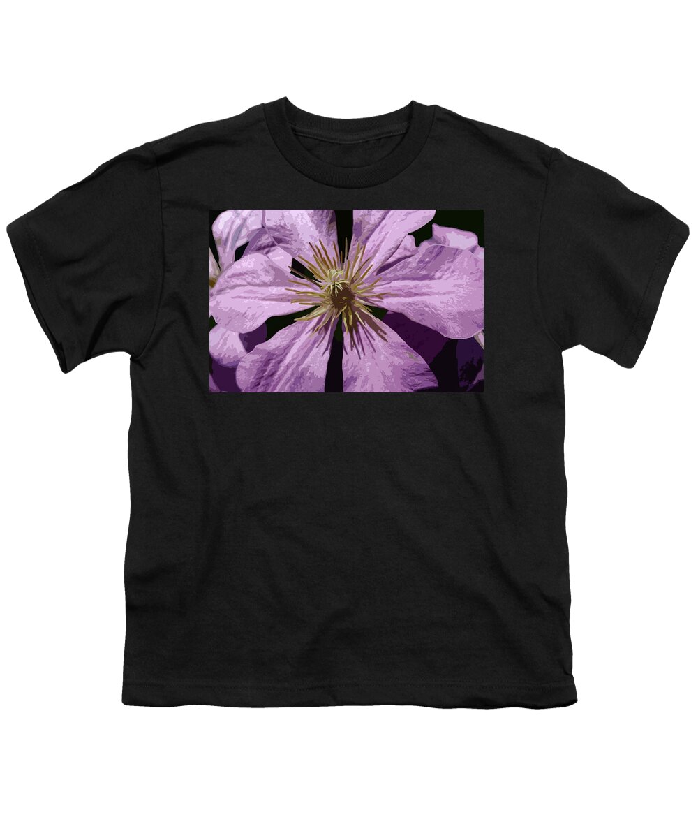 Nature Youth T-Shirt featuring the mixed media Climatis by Judy Cuddehe