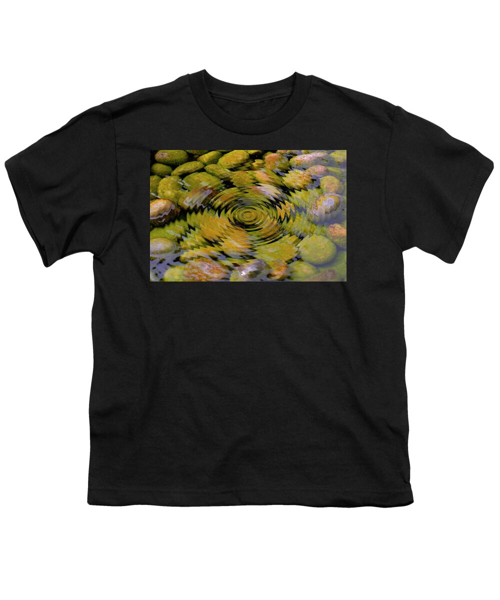 Pond Youth T-Shirt featuring the photograph Close up of rippled pond water by Severija Kirilovaite