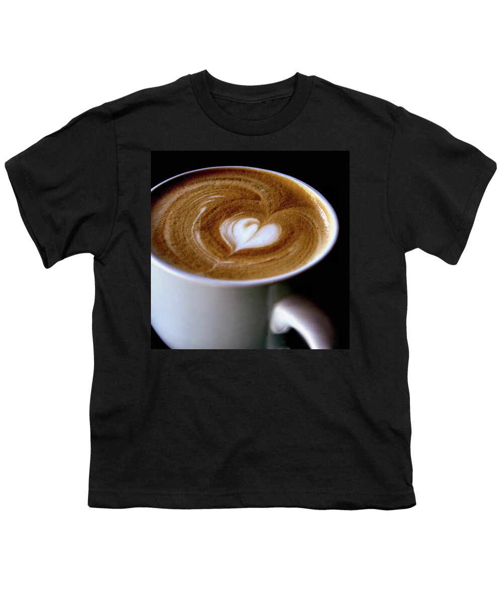 Coffee Youth T-Shirt featuring the photograph CoffeeHeArt Latte by Sally Bauer