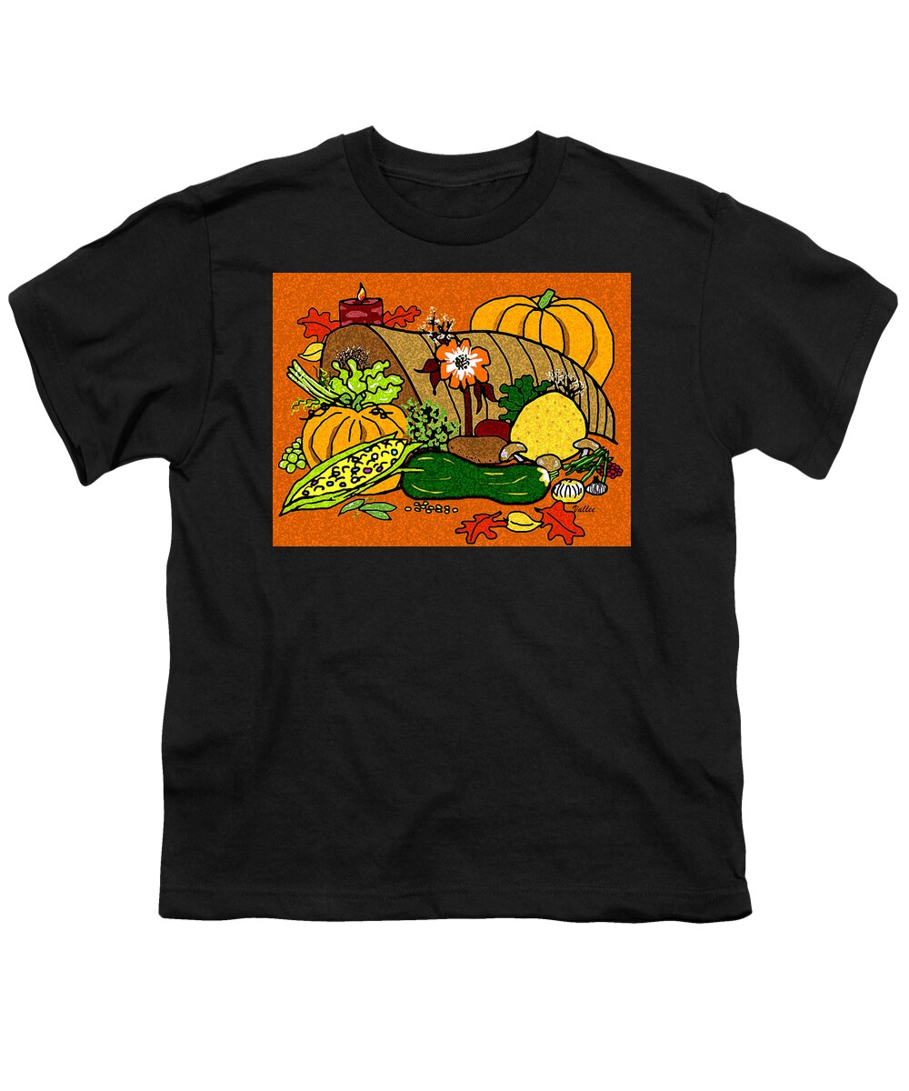 Thanksgiving Youth T-Shirt featuring the digital art Cornucopia by Vallee Johnson