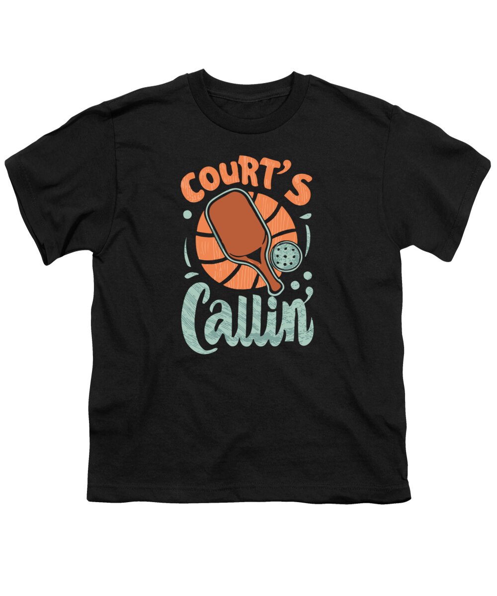 Courts Callin Youth T-Shirt featuring the digital art Courts Callin Pickleball Retro by Flippin Sweet Gear
