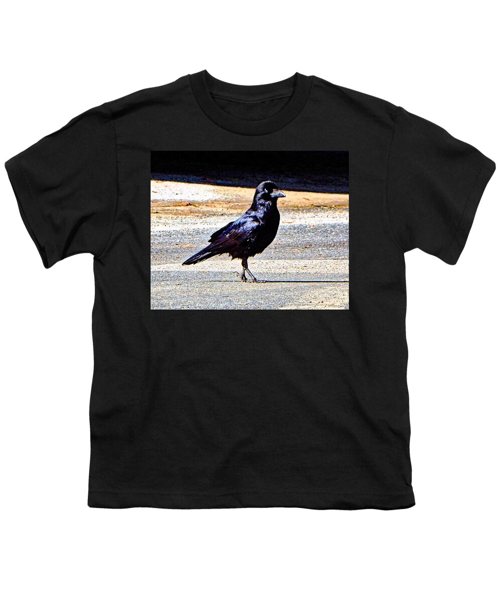 Bird Youth T-Shirt featuring the photograph Crow Crossing The Street by Andrew Lawrence