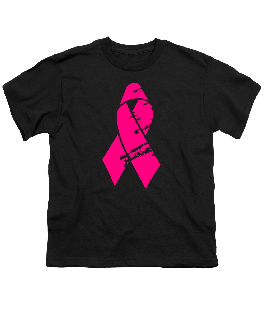 Funny Youth T-Shirt featuring the digital art Distressed Pink Ribbon by Flippin Sweet Gear