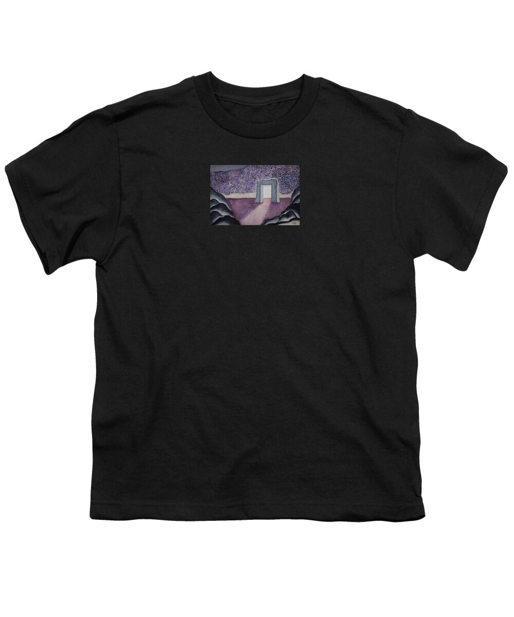 Watercolor Youth T-Shirt featuring the painting Door of Lore by John Klobucher