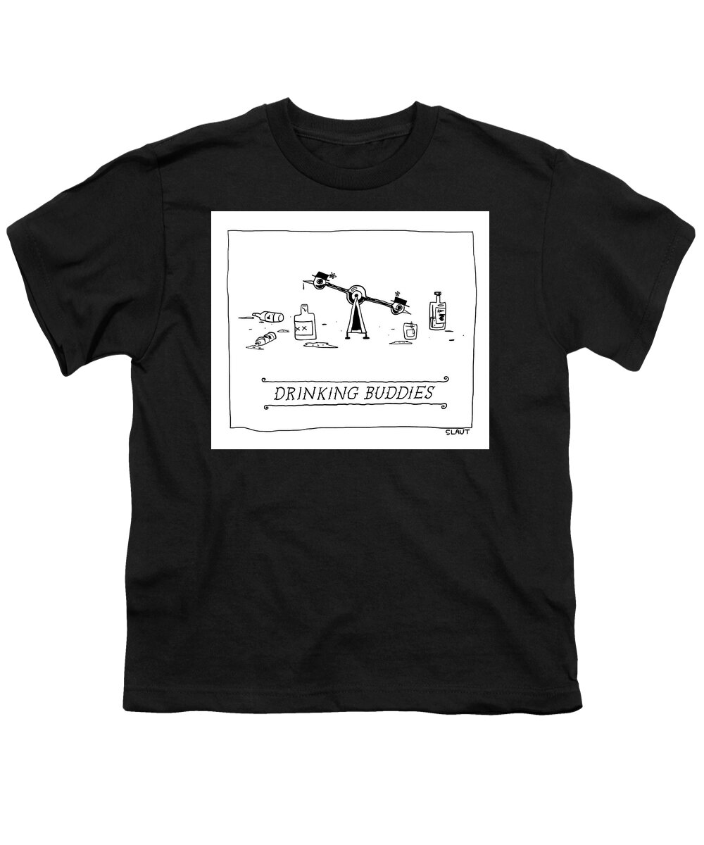 Drinking Buddies Youth T-Shirt featuring the drawing Drinking Buddies by Sara Lautman
