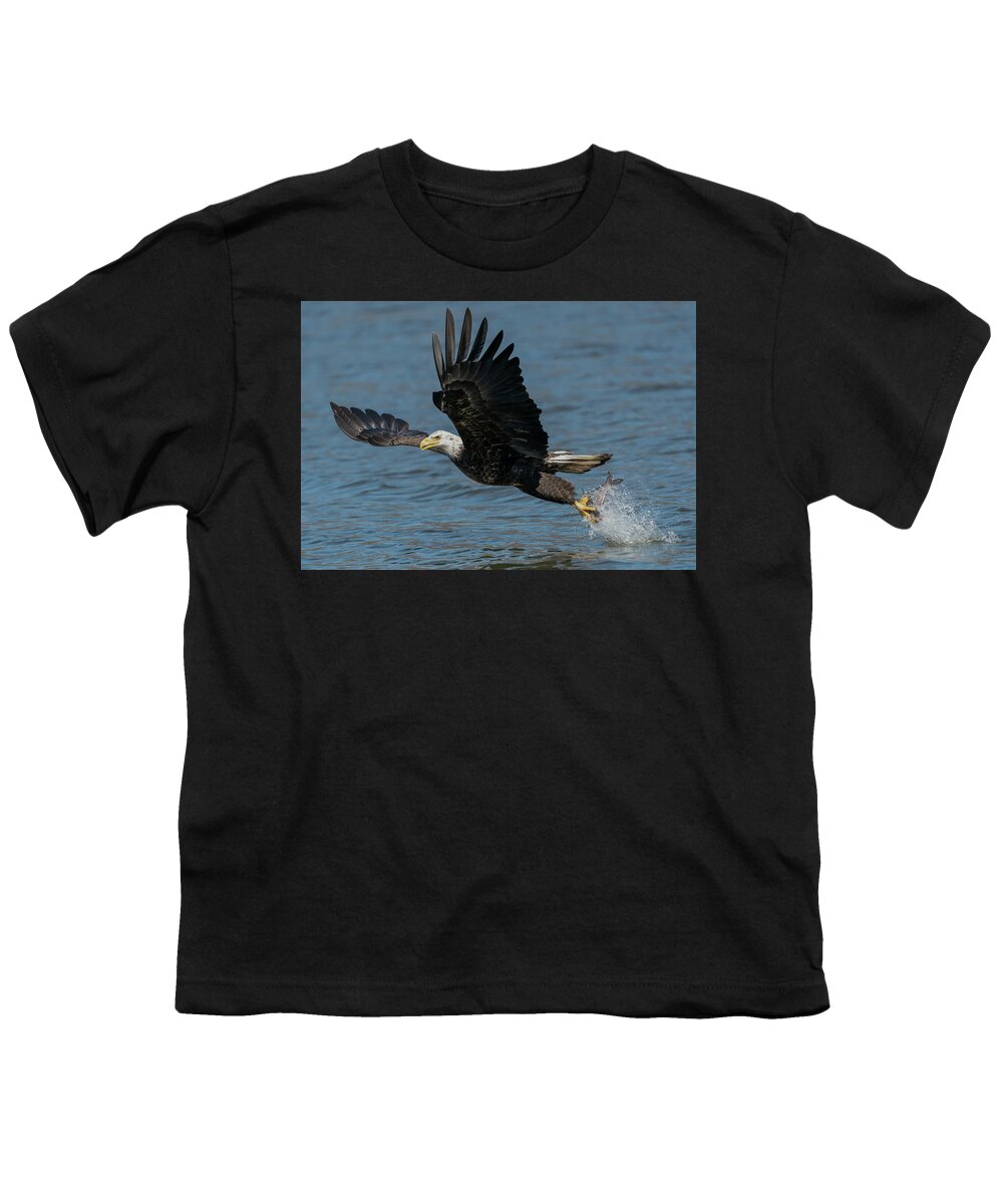 Eagle Youth T-Shirt featuring the photograph Eagle with catch of the day by Sam Rino