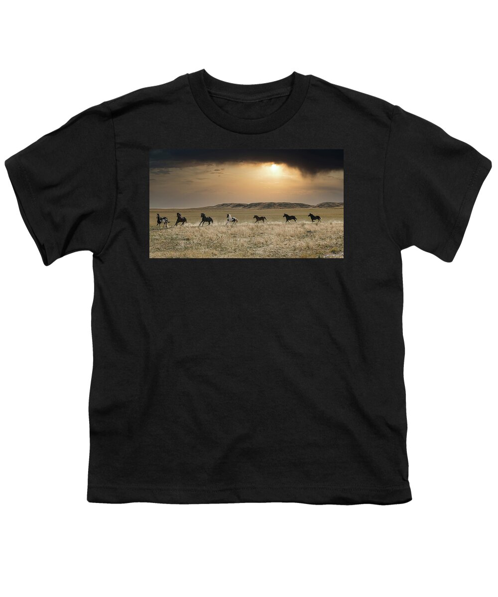 Horse Youth T-Shirt featuring the photograph Eastern Montana Horses by Bert Peake