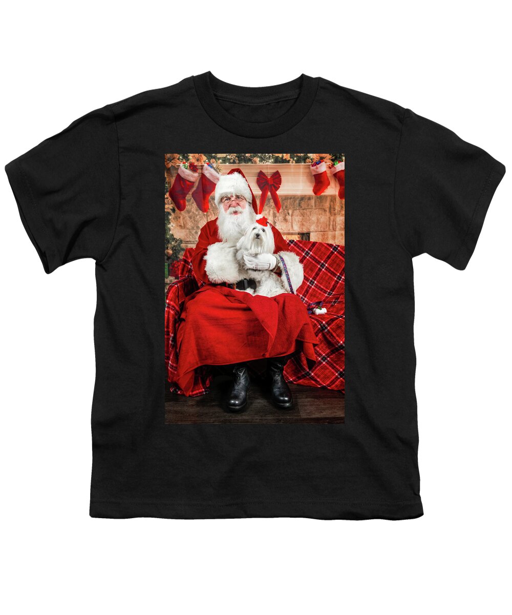 Emmy Youth T-Shirt featuring the photograph Emmy with Santa 1 by Christopher Holmes