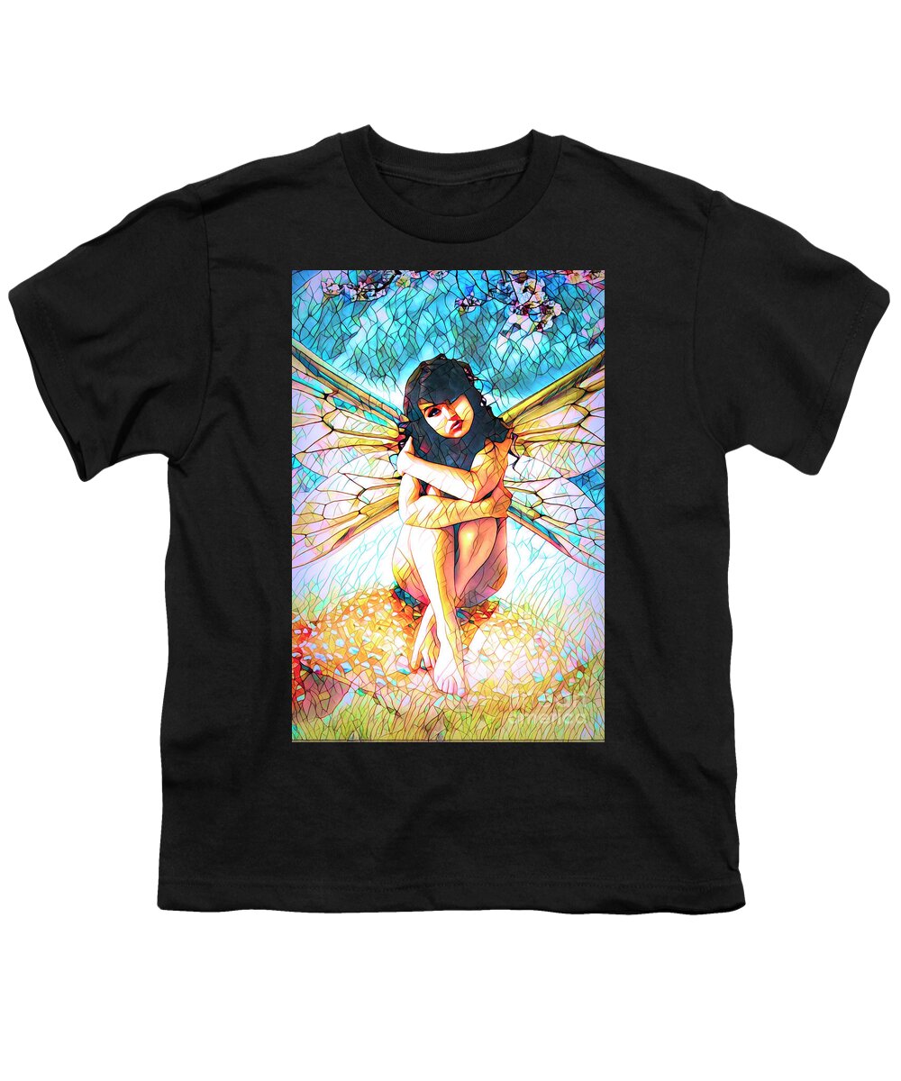 Dark Youth T-Shirt featuring the digital art Fairy Tales Stained Glass by Recreating Creation