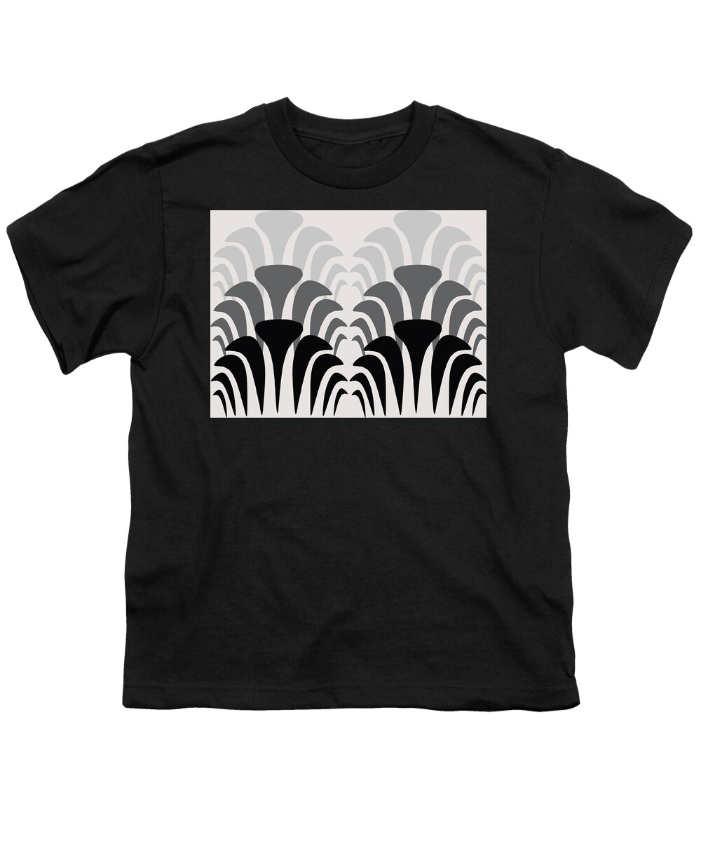Fan Youth T-Shirt featuring the digital art Fan Pattern 1 Black to Gray by Sand And Chi