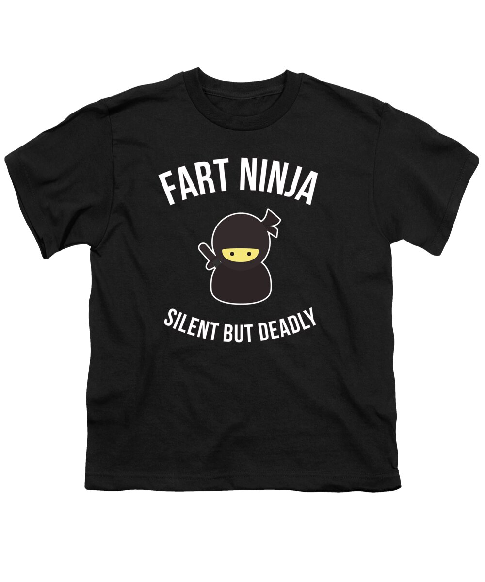 Funny Youth T-Shirt featuring the digital art Fart Ninja Silent But Deadly by Flippin Sweet Gear