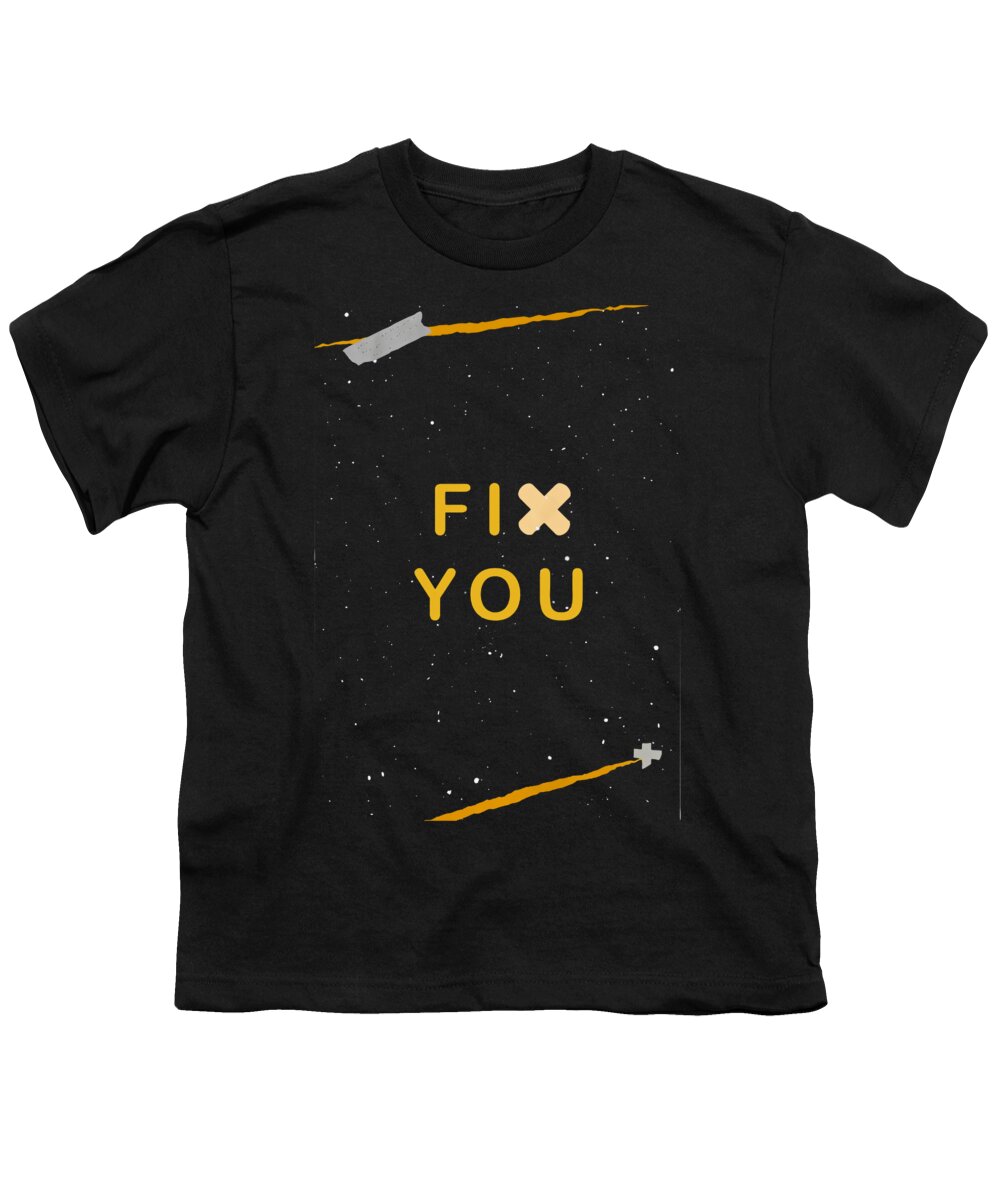 Music Youth T-Shirt featuring the digital art Fix You by Rene Sato