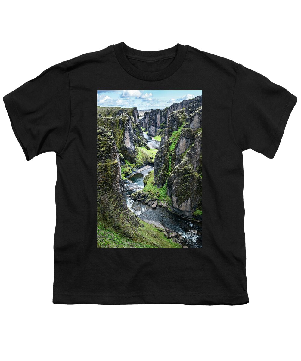 Iceland Youth T-Shirt featuring the photograph Fjadrargljufur canyon in Iceland by Delphimages Photo Creations