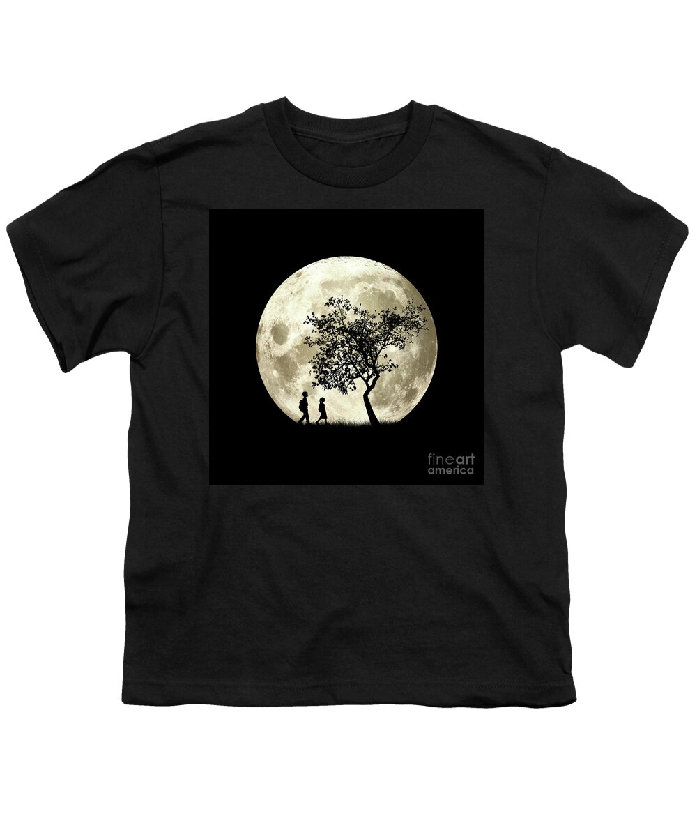 Digital Art Youth T-Shirt featuring the digital art Full Moon by Phil Perkins