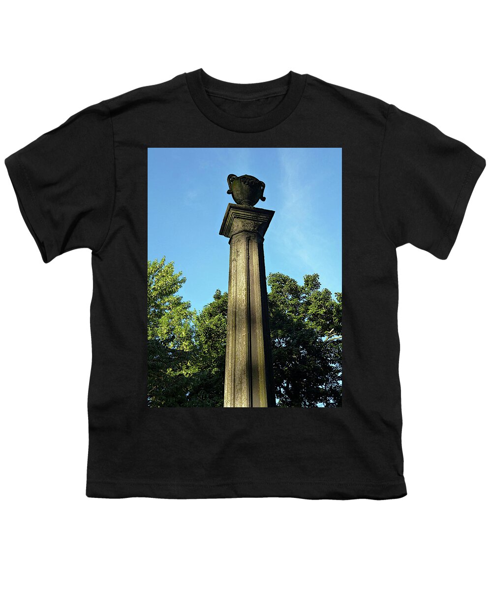 Fluted Column Youth T-Shirt featuring the photograph Funerary Urn Atop Doric Column by Mike McBrayer