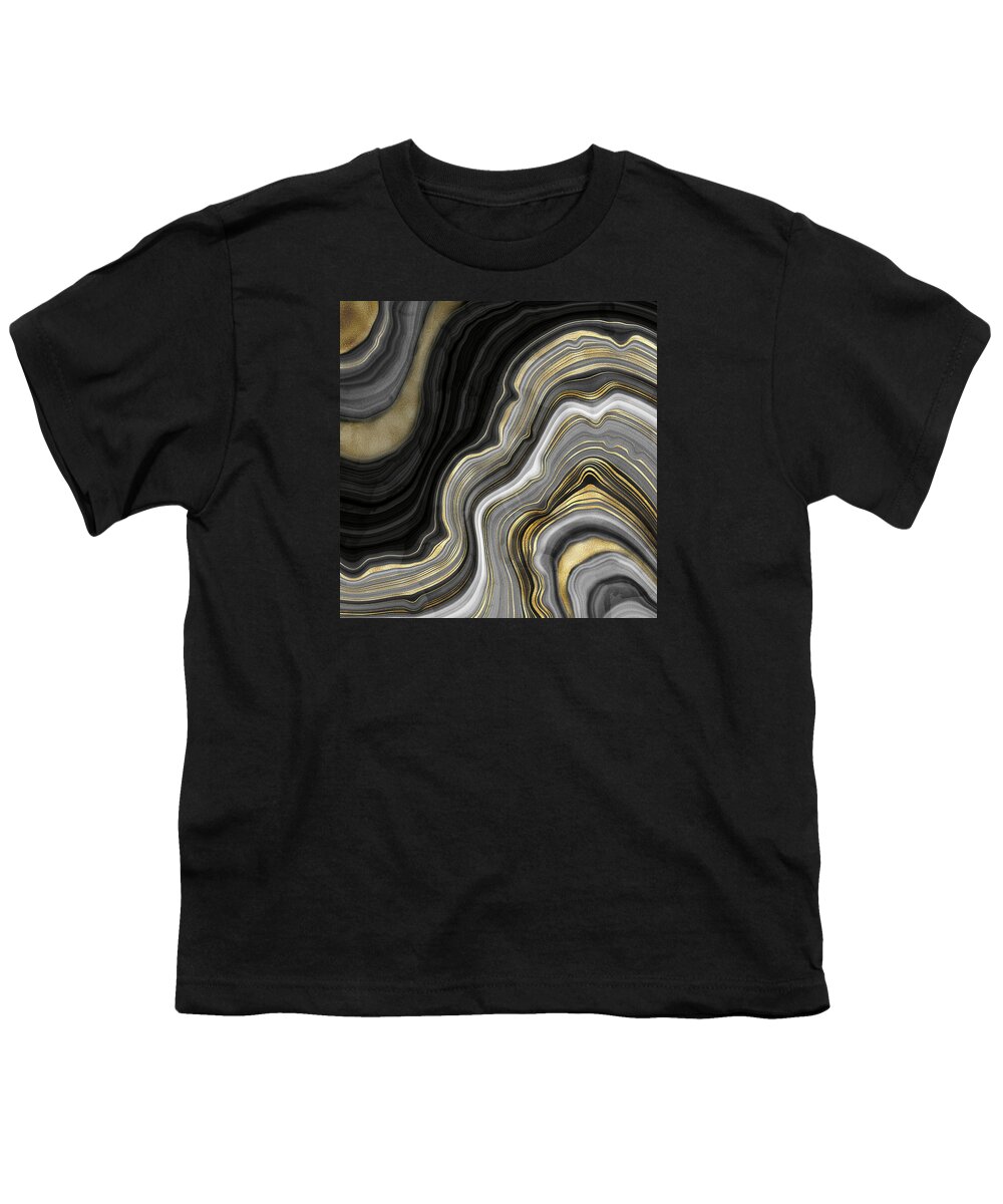 Gold And Black Agate Youth T-Shirt featuring the painting Gold And Black Agate by Modern Art