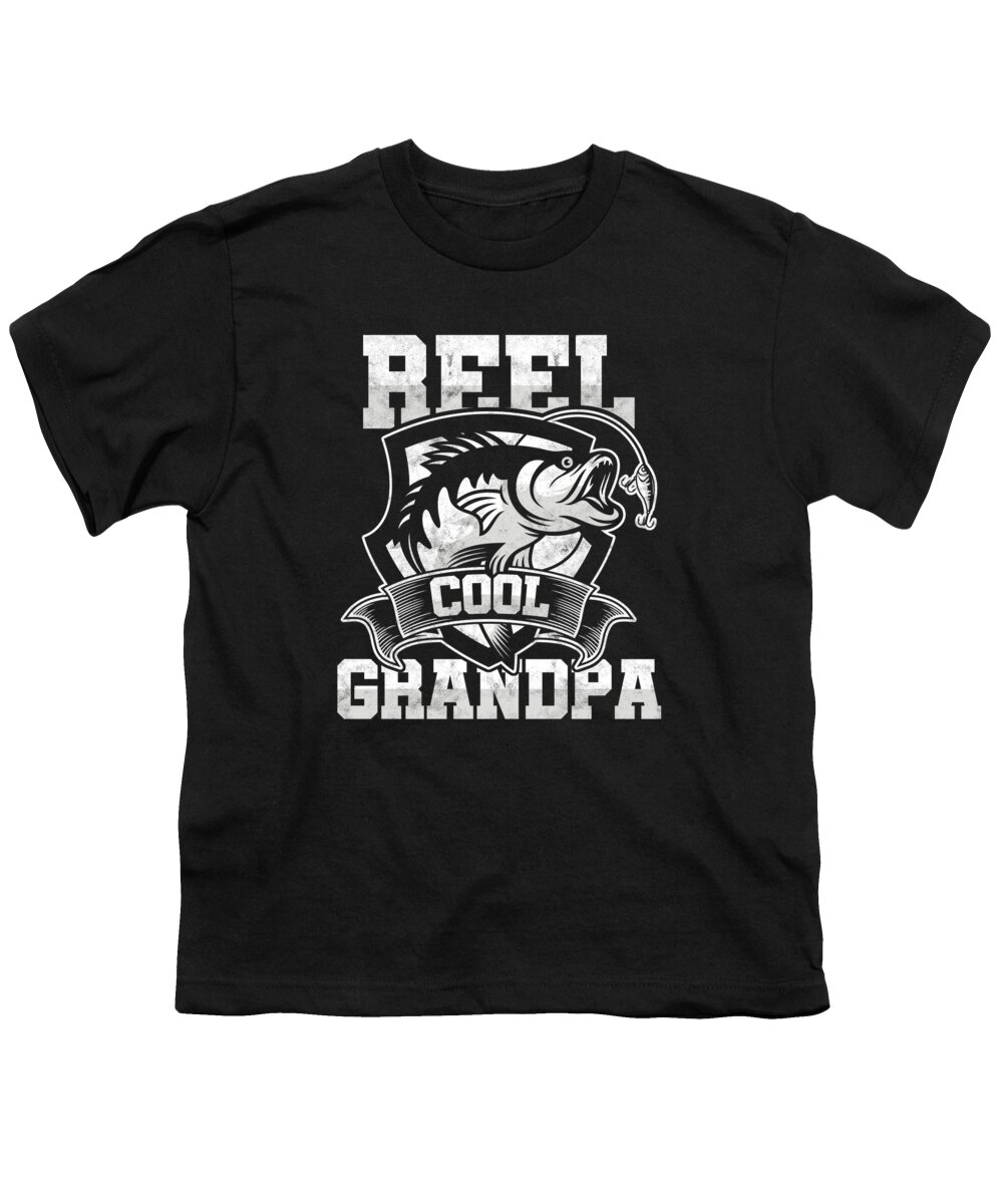 Grandfather Fishes Swimming Fish Lovers Fishermen Fishing Rod Ocean Gift Reel  Cool Grandpa Youth T-Shirt by Thomas Larch - Pixels