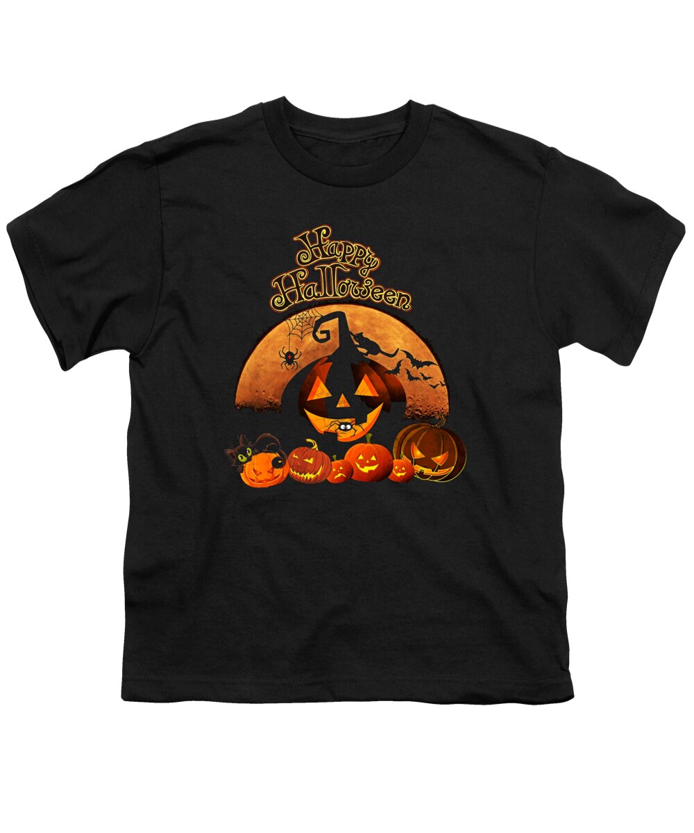 Funny Youth T-Shirt featuring the digital art Happy Halloween by Flippin Sweet Gear