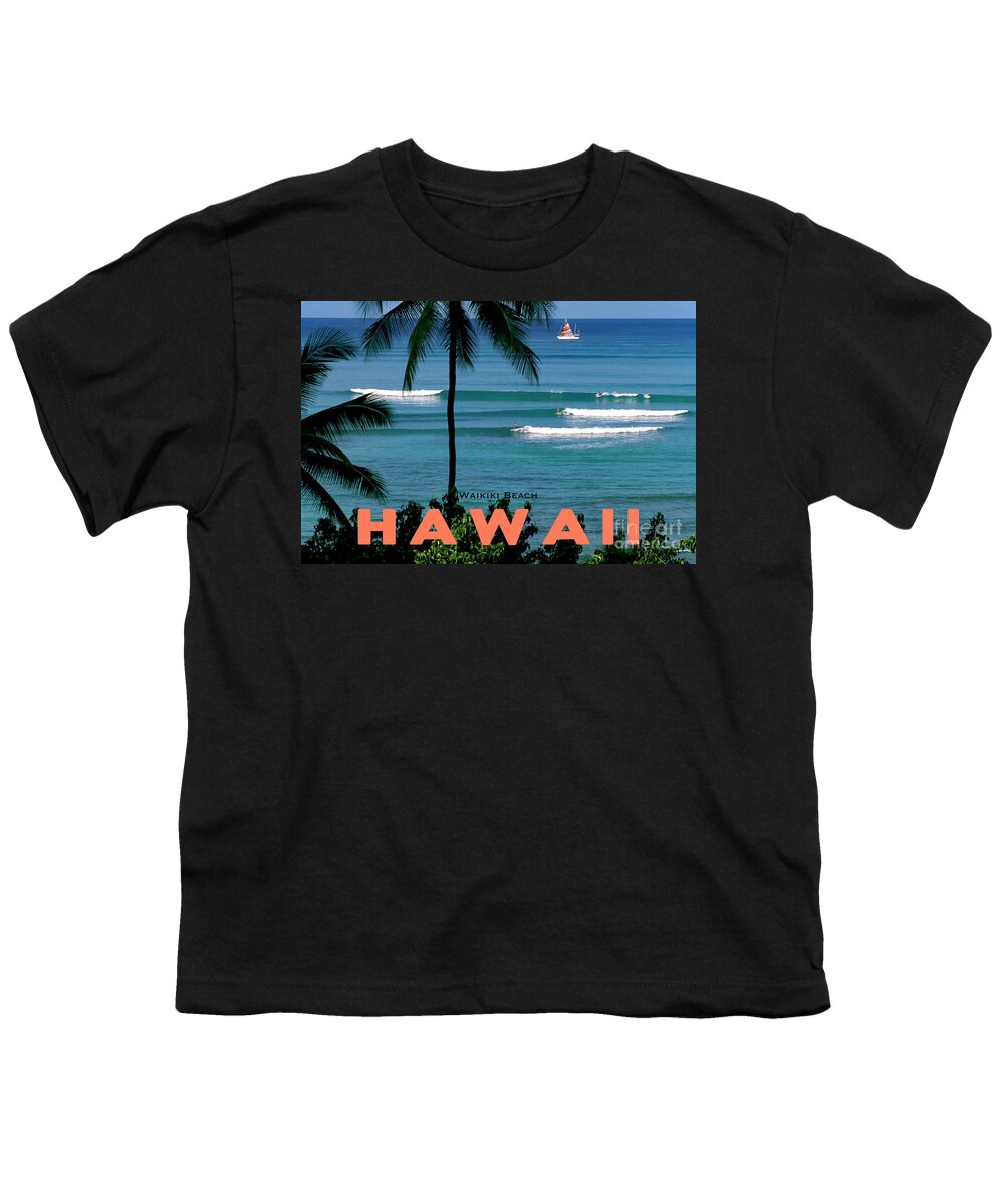 Waikiki Youth T-Shirt featuring the photograph Hawaii 35, Waikiki Beach by John Seaton Callahan