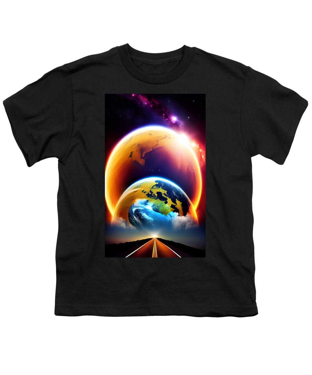 Cool Art Youth T-Shirt featuring the digital art Highway to Home by Ronald Mills