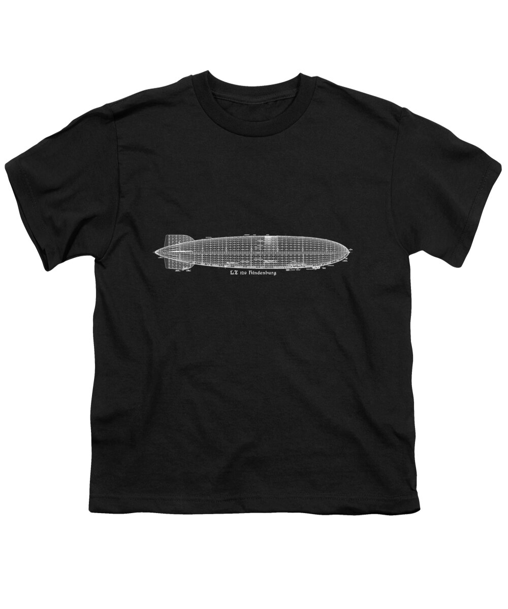La Youth T-Shirt featuring the painting Hindenburg Blue Print Zeppelin Blimp Unisex T-Shirt by Tony Rubino