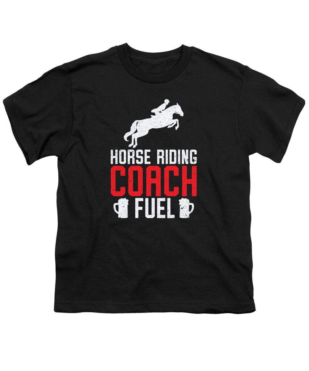 Horse Coach Youth T-Shirt featuring the digital art Horse Riding Equestrian Coach Beer Lover Sports Trainer by Toms Tee Store